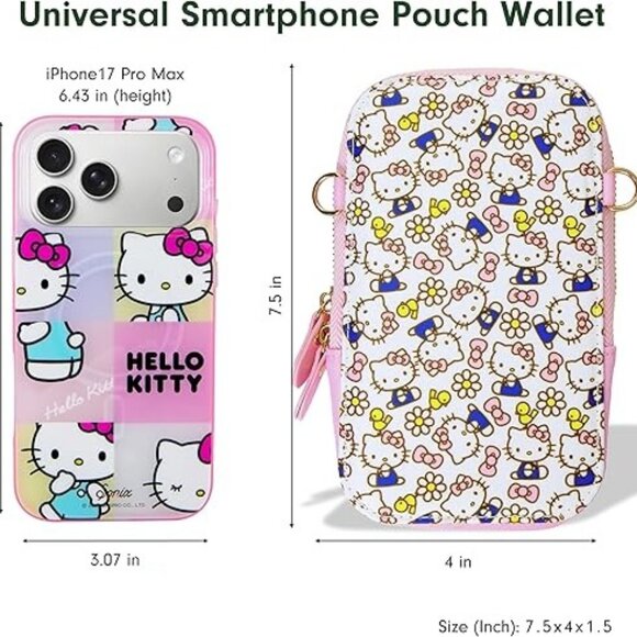 Sanrio Hello Kitty Pink Bows Crossbody Universal Phone Purse NWT - Picture 3 of 5